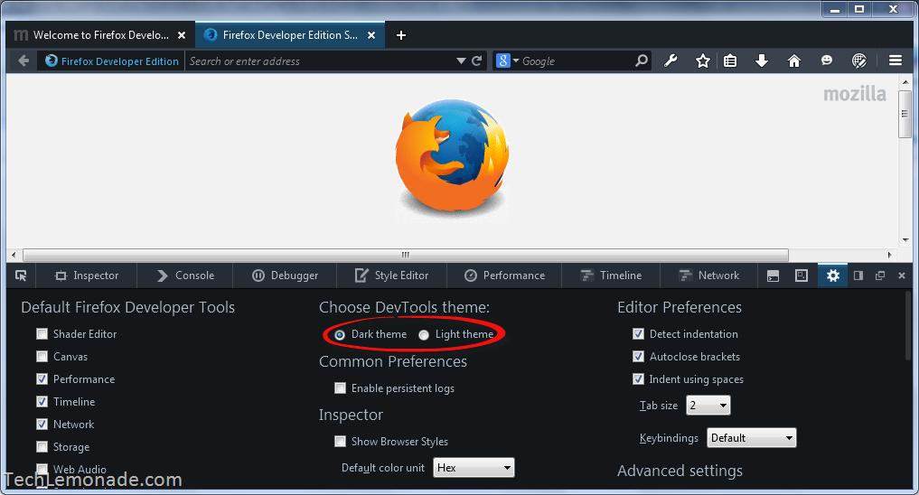 How to Change Firefox Developer Edition Dark Theme to Light Theme