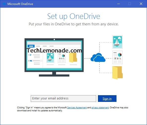 Set up OneDrive Popup Windows 10