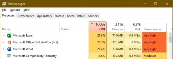 Microsoft Office Click-to-Run (SxS) CPU usage